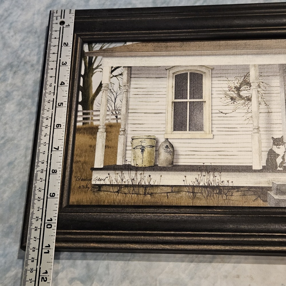 Billy Jacobs Standing Guard Framed Art Print Primitive Farmhouse Cat Decor - Picture 5 of 6